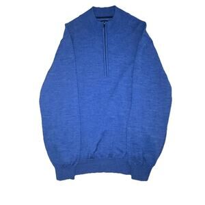 FootJoy FJ 100% Wool 1/4 Zip Sweater Blue Golf Pullover Mens L